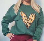 Bluza butelkowa zieleń serce panterka