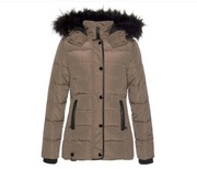 ALPENBLITZ KURTKA DAMSKA MARKOWA PARKA BEŻOWA BRĄZOWA KAPTUR LOGO PIKOWANA
