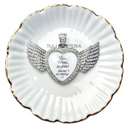 Medalion zawieszka do bukietu ślubnego ze zdjęciem tekstem marynarki ślub