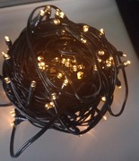 Lampki 100 LED ciepły biały baterie Timer 10m IP