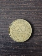 Moneta 20 centime 1962 rok. Francja 