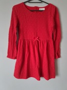 Czerwona świąteczna sukienka z koronką 146/152 h&m