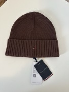 Tommy Hilfiger brązowa czapka jesienno zimowa bawełna kaszmir oryginalna