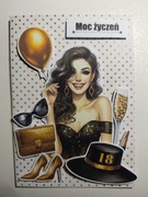 Kartka okolicznościowa na 18-te urodziny dla dziewczyny rękodzieło 