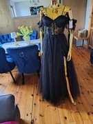 Suknia gorsetowa z rozcięciem na studniówkę, R34,36,38. Polski producent