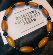 Bransoletka z drewnem kokosowym, turmalinem i hematytem