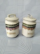 Porcelanowe pojemniczki kuchenne vintage 2 sztuki 