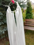 Ring oczepinowy z 20 wstazek biały wesele zabawa oczepiny