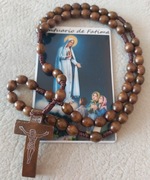 Różaniec z drewna dla babci z magnesem Matka Boska Fatimska FATIMA.