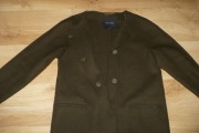 Płaszcz Massimo Dutti, r. 36,  zielony, khaki, wełna, przejściowy, okazja!