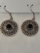 Kolczyki srebrne 925 z onyksem rękodzieło z Syrii vintage