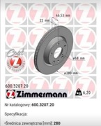 Tarcze hamulcowe Zimmermann 280mm Audi a4
