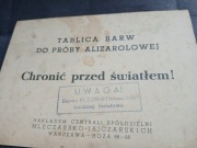 TABLICA BARW DO PRÓBY ALIZAROLOWEJ NAKŁADEM SPÓŁDZIELNI MLECZARSKO JAJCZA.