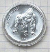 #3169 Kongo 50 centymów 2002 Goryl UNC