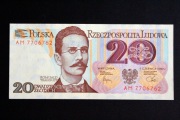 Banknot 20 złotych 1982 seria AM stan UNC 