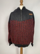 Sweter Devold XL wełna outdoor ciepły grafit czerwony zimowy na narty