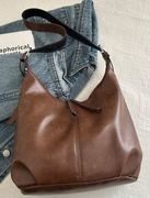 Modna torba na ramię pojemna prosta cross body brąz