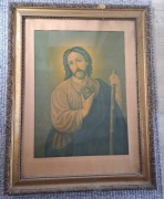 Obraz Święty Jezus Chrystus przedwojenny antyk kolekcjonerski stary obraz
