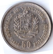 WENEZUELA 50 boliwarów 1999, Y# 77.2, XF