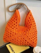 Torba torebka na ramię shopperka pleciona siatka tkana szydełkowa