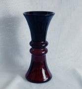 Wazon szklany Tarnowiec bordowy szpulka vintage retro prl