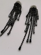 Kolczyki czarne eleganckie wiszące długie vintage retro 