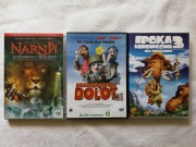 Zestaw 3 filmy DVD dla dzieci Epoka Lodowcowa 3, Opowieści z Narnii...