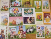 UNIKAT Kolekcja 53 kartki PISANKI ZAJĄCE WIELKANOC malowane ustami stopą