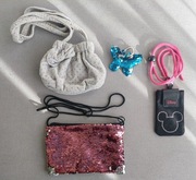 Zestaw 4 torebek etui na klucze cekiny dziewczynka