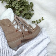 Buty śniegowce brązowe z Kożuszkiem beżowe 39