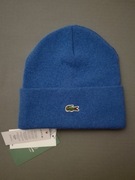 Czapka zimowa LACOSTE niebieska wełniana UNISEX one size NOWA Z METKAMI