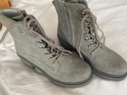 Deezee Botki - Ws5189-02 Grey Szare Botki Sznurowane - Skóra ekologiczna