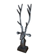 Figurka rzeżba głowa jeleń metalowy srebrny Nowy H43cm