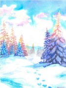 Magia zimy - akwarela - Magdalena Wiklińska 