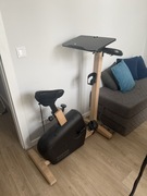 Rowerek stacjonarny - drewno, jak nowy, stacja na laptopa 