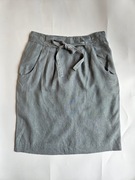 Lniana spódnica z podszewką, niebieskoszara, krotka 100% len s/36 kieszenie