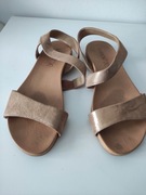 Skórzane sandały Lasocki złote, rozmiar 39