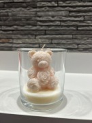 ŚWIECZKA OZDOBNA MISIU W SZKLE OTWARTYM.