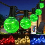 Girlanda solarna LED RGB 9m 30 żarówek G40 16 kolorów pilot IP65