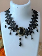 Naszyjnik choker czarny koronkowy vintage retro boho ażurowy gotyk