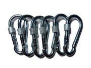 6x Karabińczyk Stalowy Zakręcany 80 mm Srebrny Wytrzymałość 1260 kg