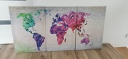 OBRAZ NA ŚCIANE 3 CZĘŚCIOWY MAPA ŚWIATA KOLOROWA