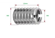 Tulejka gwintowana, redukcja M8 na M6 INOX 15mm