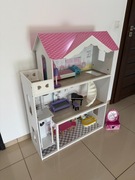 Duży Drewniany Domek dla Lalek dla Dziewczynki Biały Zabawka Dziecka