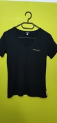 Koszulka t-shirt w serek Armani Jeans granatowy ze złotym  napisem, damski