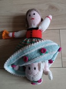 Stara lalka szmaciana wełniana dwustronna