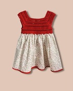 Sukienka handmade dla dziewczynki szydełkowa góra i bawełniany dół