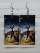 Kolczyki Sabat czarownic Francisco Goya, decoupage grafika obraz Handmade