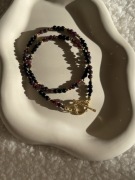 Granat czarny turmalin krótki naszyjnik choker handmade boho prezent