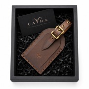 CAVRA zawieszka do walizki skórzana handmade z pudełkiem